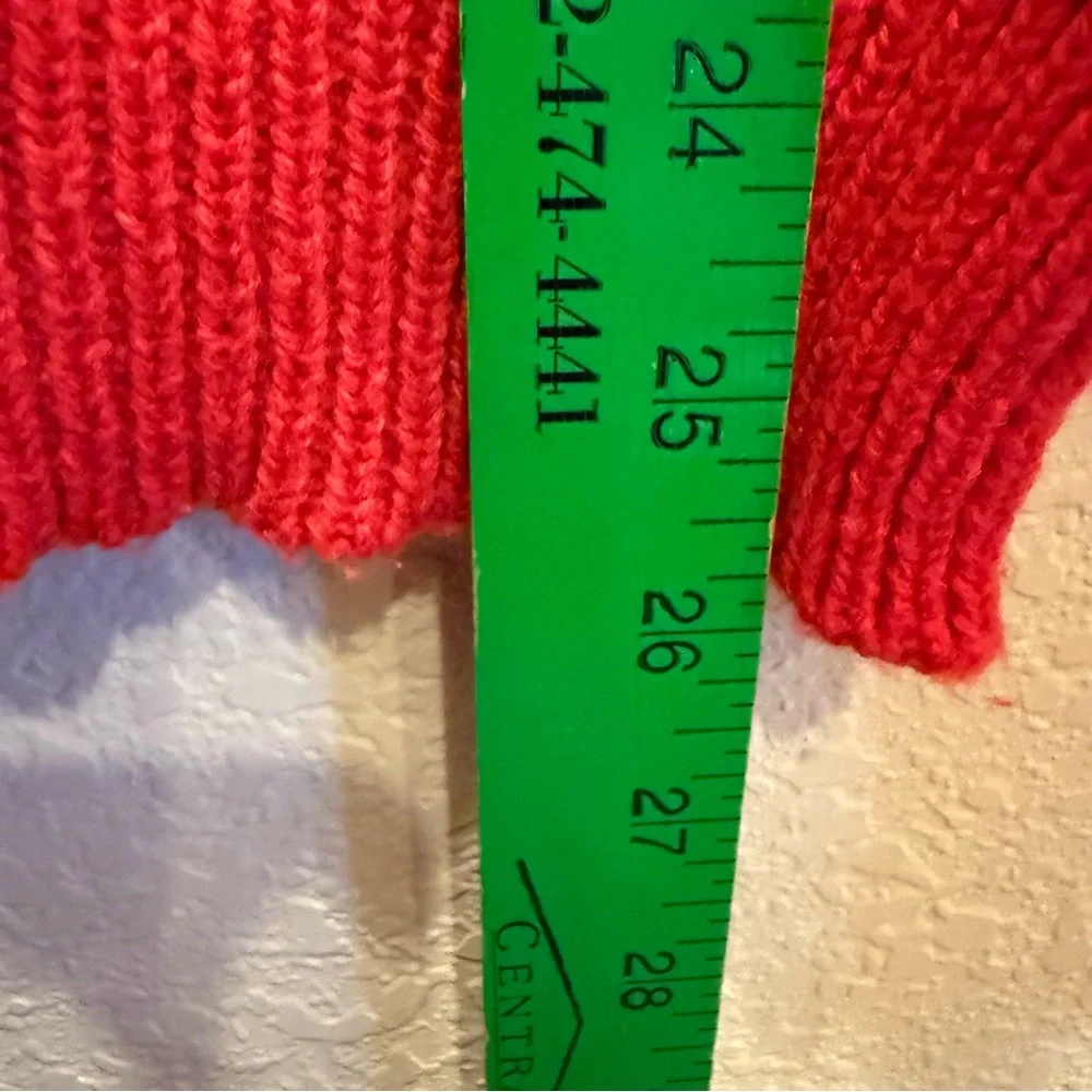 Vintage DJ Smash Red Sweater with Gray Stripes and Embroidered Motif Sz L - Picture 8 of 8